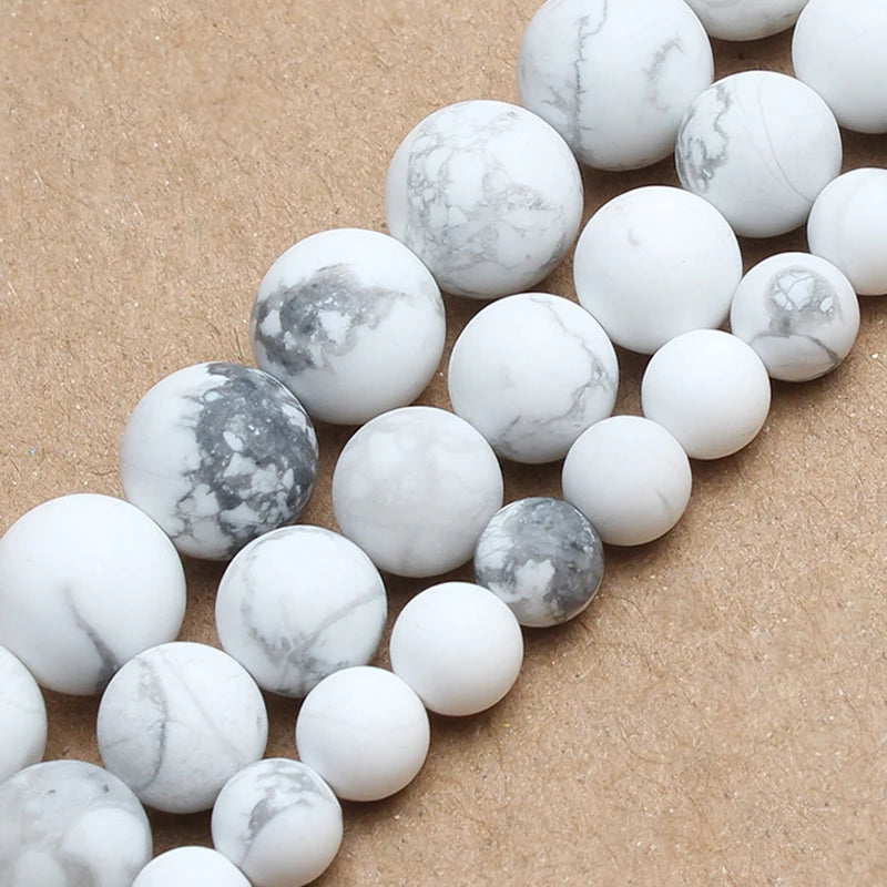 Natural Turquoises Howlite Stone Sediment Jaspers Round Loose DIY Beads for Jewelry Making Christmas Gift Bracelets 15'' 4-12mm