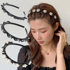 Double Layer Bands Clip Hairbands Fashion Plastic Braided Headband Punk New Knitting Womens Headwear Hair Accessories Pearl
