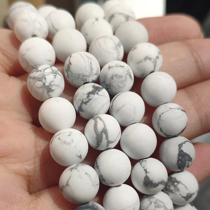Natural Turquoises Howlite Stone Sediment Jaspers Round Loose DIY Beads for Jewelry Making Christmas Gift Bracelets 15'' 4-12mm
