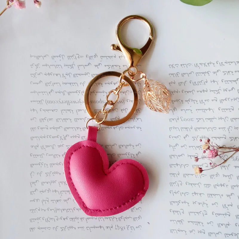 Women New Macaron Cake keychain PU love alloy leaf Key Chain Charm Bag pendant Key Ring Best Party Gift Jewelry K3006