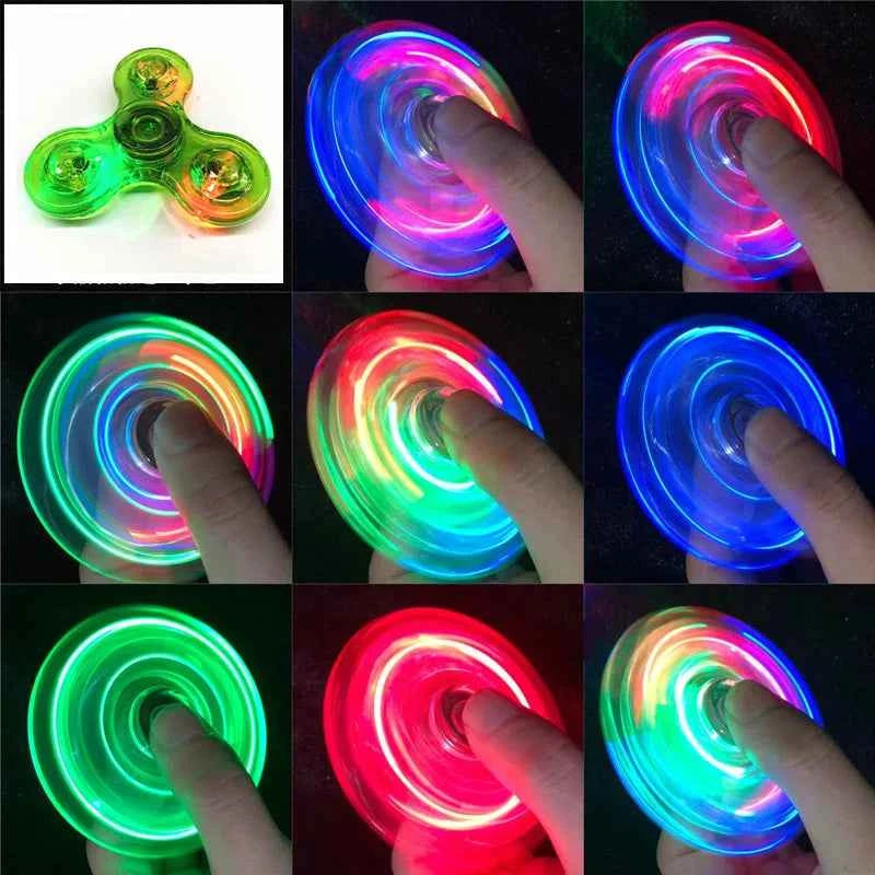 Crystal LED Light Fidget Spinner Glow Stress Relief Finger Toy