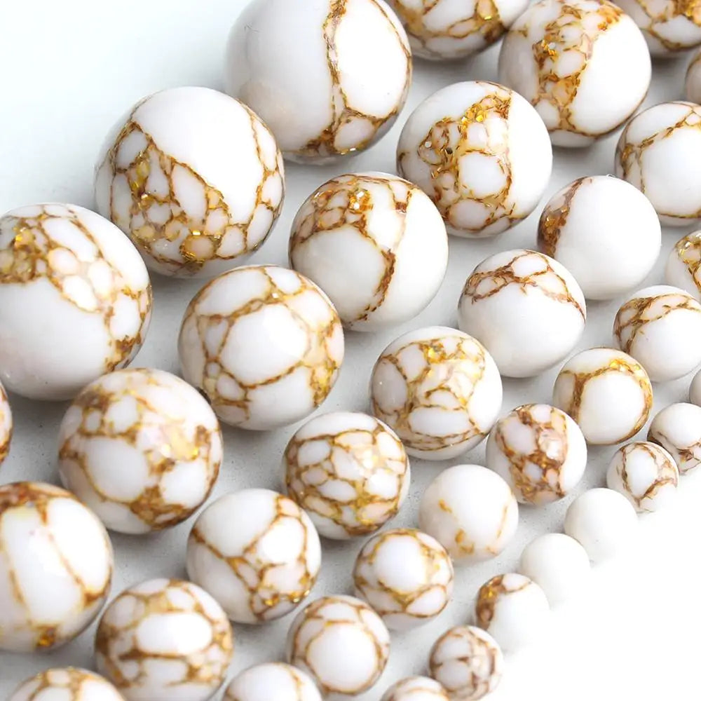 Natural Turquoises Howlite Stone Sediment Jaspers Round Loose DIY Beads for Jewelry Making Christmas Gift Bracelets 15'' 4-12mm