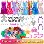 32 Item/Set 11.5 inch Doll Accessories=10 Mix Dress+ 4 Glasses+ 6 Necklaces+2 Handbag+ 10 Shoes Clothes 11.8'' Doll
