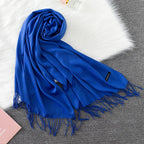 Women's Pashmina Scarf Shawls Soft Cashmere feeling Headscarf Travel Office Winter  Warm Hijabs Solid Lady Wraps Female Bandana