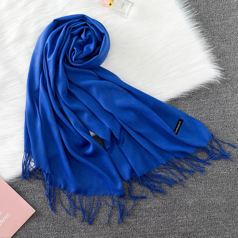 Women's Pashmina Scarf Shawls Soft Cashmere feeling Headscarf Travel Office Winter  Warm Hijabs Solid Lady Wraps Female Bandana