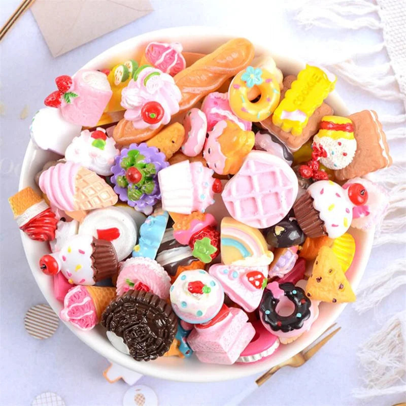 20pcs Candy Sweets Resin Flatback Slime Flat Cabochons Beads Embellishment For DIY Jewelry Findings Accessories Making Supplies