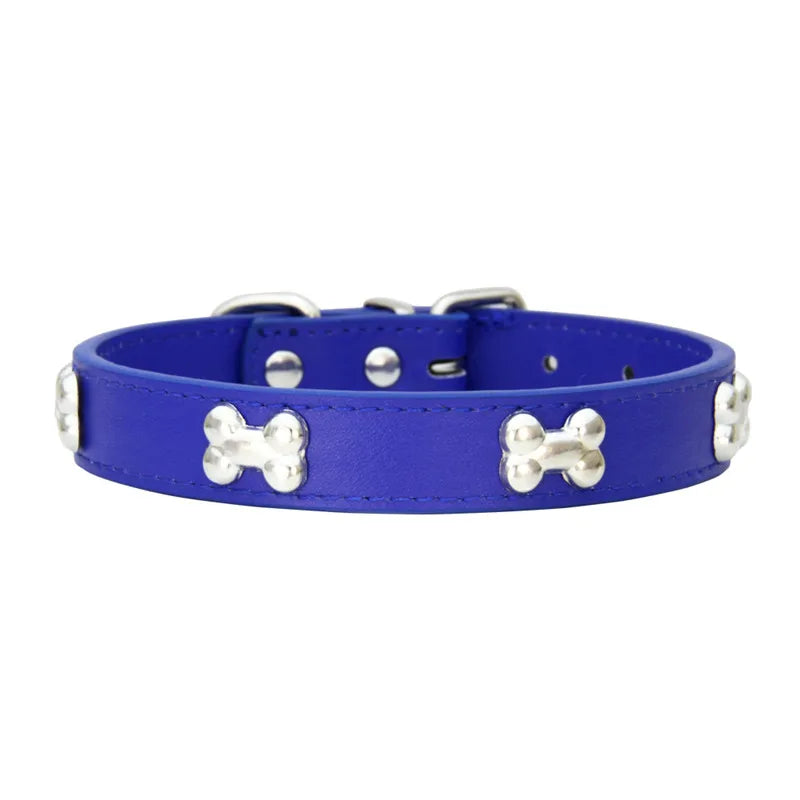 Bone Leather Durable Pet Dog Collars Puppy Pug Collars for Small Large Dog Chihuahua Cat Accessories Pet Collar for Small Dogs - WTN Essentials 