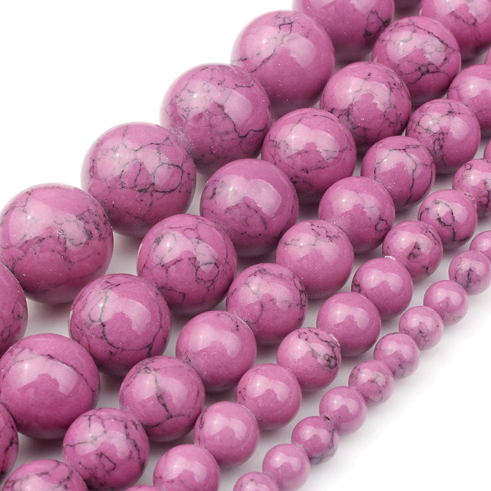 Natural Turquoises Howlite Stone Sediment Jaspers Round Loose DIY Beads for Jewelry Making Christmas Gift Bracelets 15'' 4-12mm