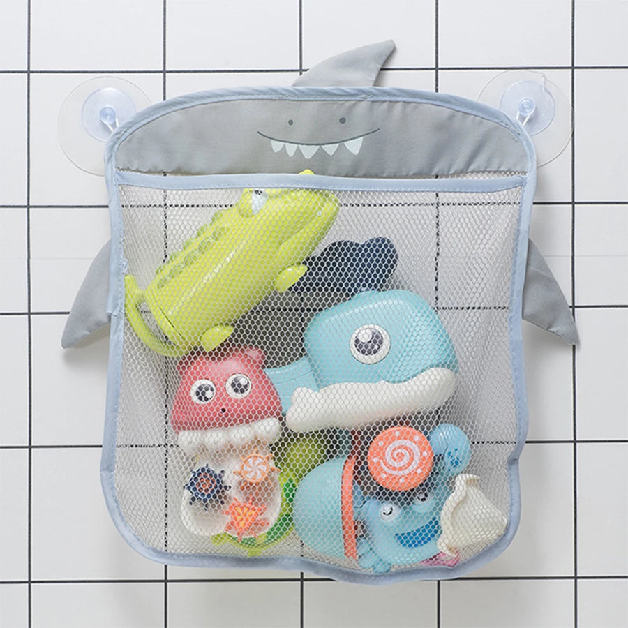 Baby Shower Bath Toys White Baby Kids Toy Storage Mesh with Strong Suction Cups Toy Bag Net Bathroom Organizer for Kids Toddlers