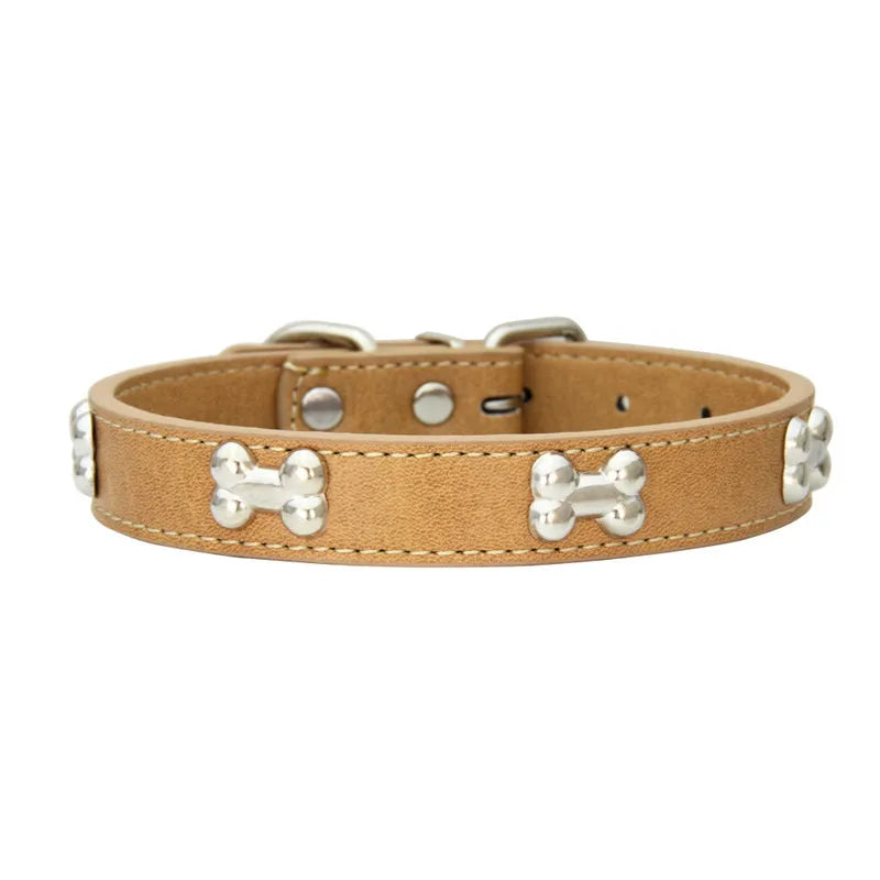Bone Leather Durable Pet Dog Collars Puppy Pug Collars for Small Large Dog Chihuahua Cat Accessories Pet Collar for Small Dogs - WTN Essentials 