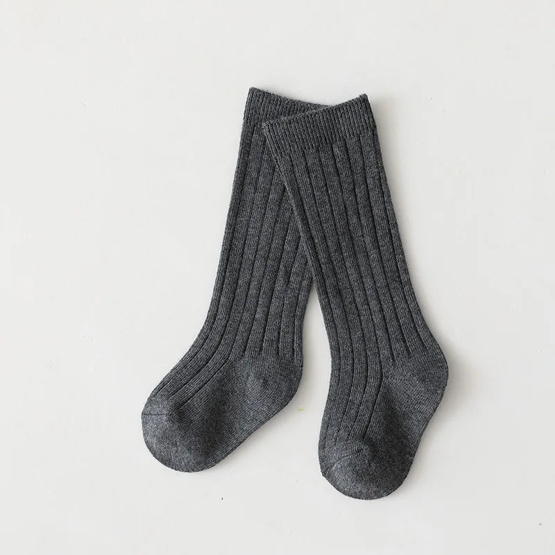 New Fashion Solid Baby Boys Girls Knee High Long Socks Cotton Breathable Stripe Soft Kids Sock Children School Uniform Socks