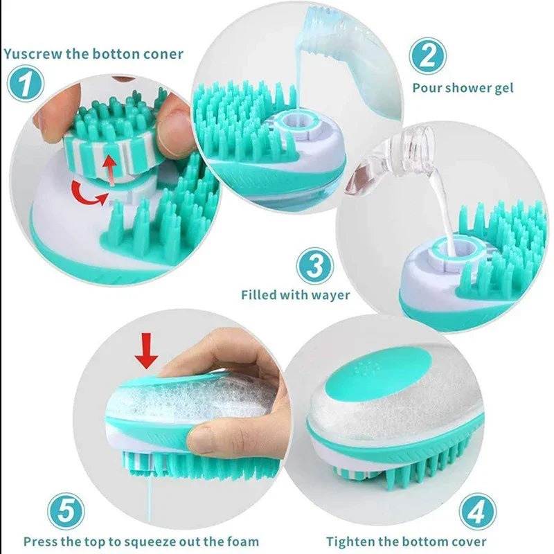 Pet Dog Cat Bath Brush 2-in-1 Pet SPA Massage Comb Soft Silicone Pet Shower Hair Grooming Cmob Dog Cleaning Tool Pet Supplies - WTN Essentials 