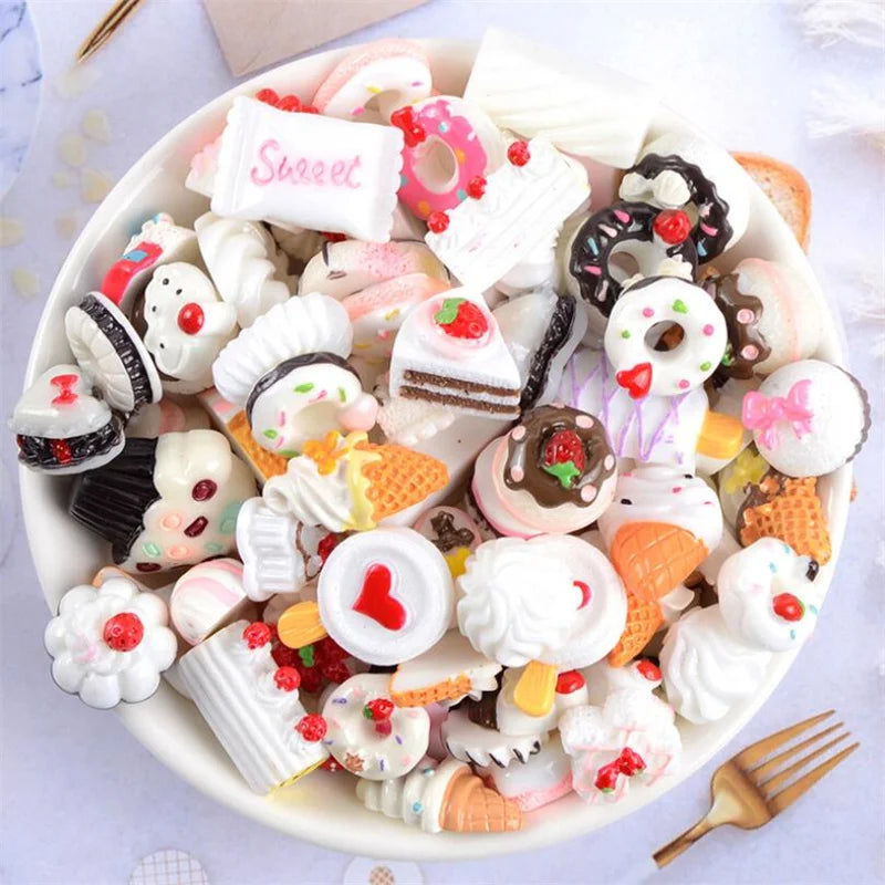20pcs Candy Sweets Resin Flatback Slime Flat Cabochons Beads Embellishment For DIY Jewelry Findings Accessories Making Supplies