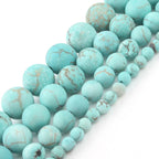 Natural Turquoises Howlite Stone Sediment Jaspers Round Loose DIY Beads for Jewelry Making Christmas Gift Bracelets 15'' 4-12mm