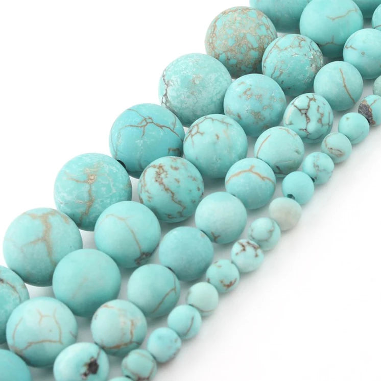 Natural Turquoises Howlite Stone Sediment Jaspers Round Loose DIY Beads for Jewelry Making Christmas Gift Bracelets 15'' 4-12mm