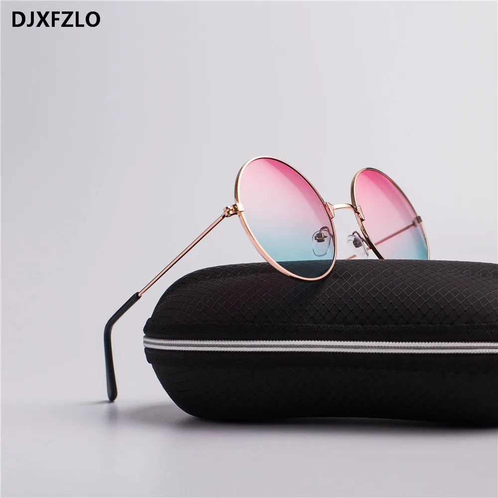 DJXFZLO Explosion Models Metal Round Fashion Marine Lenses Red Sunglasses Unisex Fashion Prince Mirror UV400