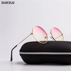 DJXFZLO Explosion Models Metal Round Fashion Marine Lenses Red Sunglasses Unisex Fashion Prince Mirror UV400