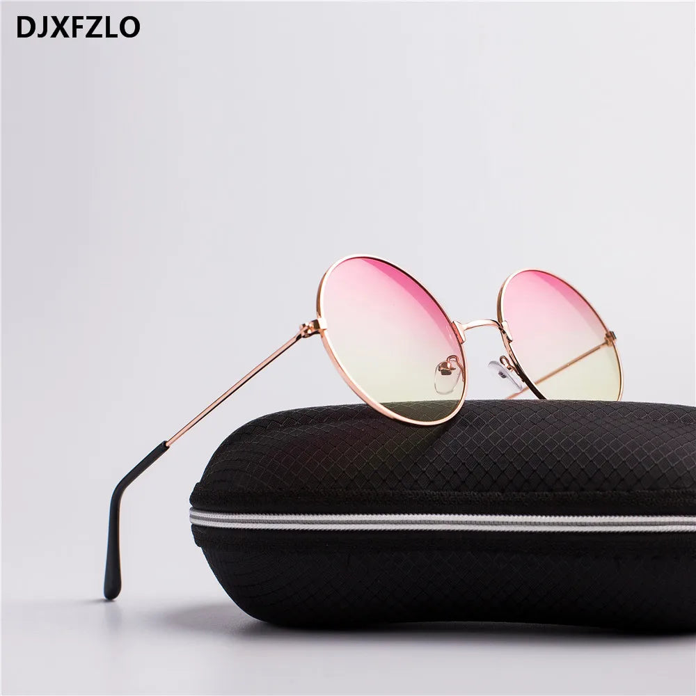 DJXFZLO Explosion Models Metal Round Fashion Marine Lenses Red Sunglasses Unisex Fashion Prince Mirror UV400