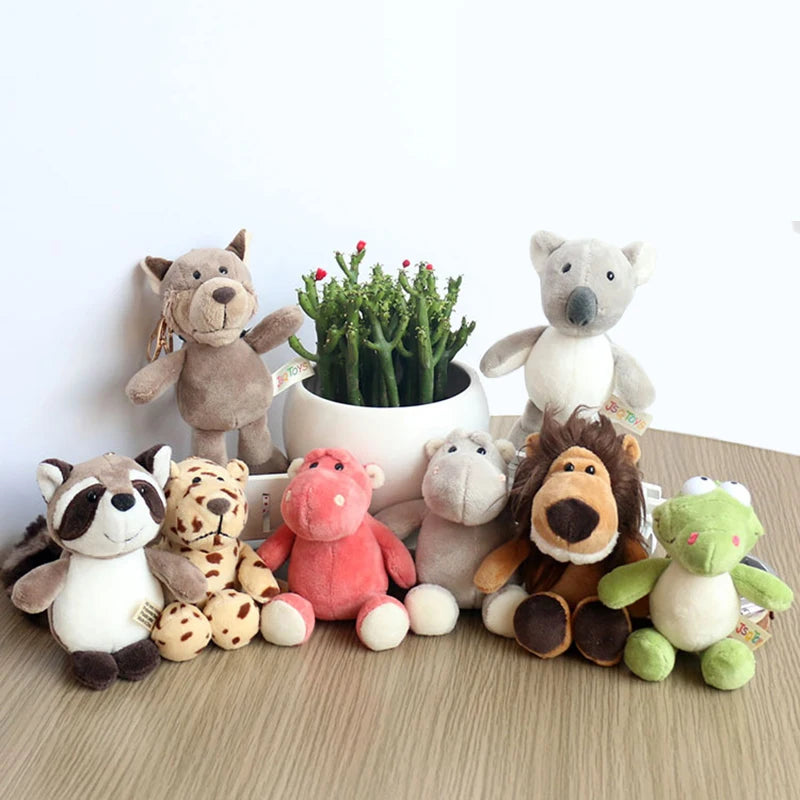 Cute Cartoon Animal Plush Keychain 15Cm Turtle Elephant Tiger Lion Hippo Raccoon Bulldog Bulldog Cat Penguin Monkey Plush Toy