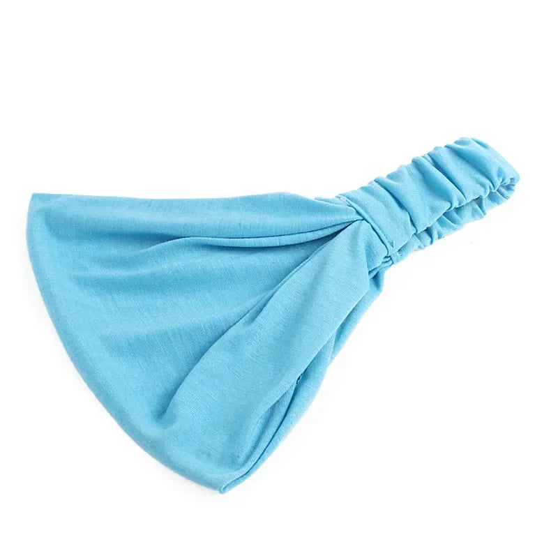 New Summer Women Solid Cotton Headband Elastic Wide Soft Girls Sports Yoga Knotted Headband Running Sweatband For Tennis Gym