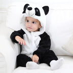 Winter Baby Rompers Baby Pijamas Panda Tiger Leopard Monkey Fox Animal Cartoon Hooded Jumpsuits Cosplay Costume Boys Girl Pajama