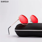 DJXFZLO Explosion Models Metal Round Fashion Marine Lenses Red Sunglasses Unisex Fashion Prince Mirror UV400