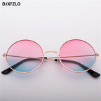 DJXFZLO Explosion Models Metal Round Fashion Marine Lenses Red Sunglasses Unisex Fashion Prince Mirror UV400