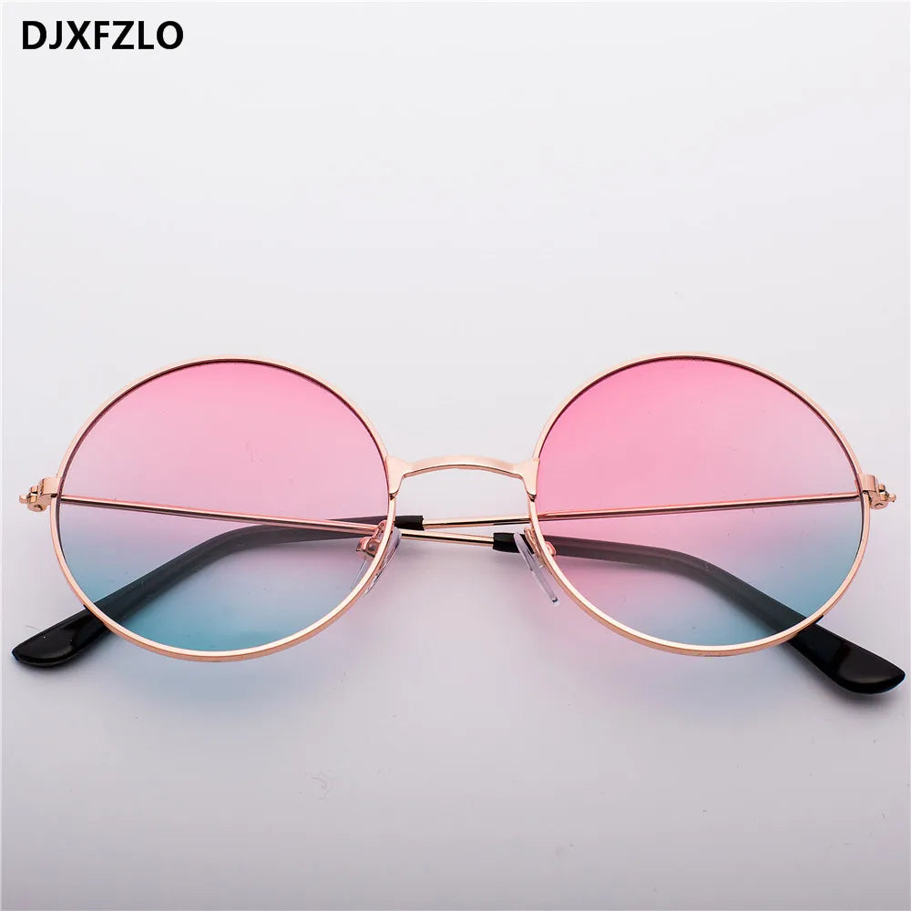 DJXFZLO Explosion Models Metal Round Fashion Marine Lenses Red Sunglasses Unisex Fashion Prince Mirror UV400