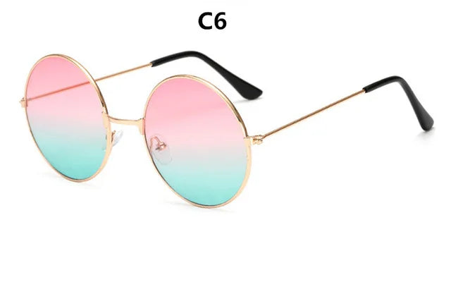 DJXFZLO Explosion Models Metal Round Fashion Marine Lenses Red Sunglasses Unisex Fashion Prince Mirror UV400