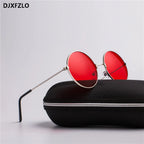 DJXFZLO Explosion Models Metal Round Fashion Marine Lenses Red Sunglasses Unisex Fashion Prince Mirror UV400
