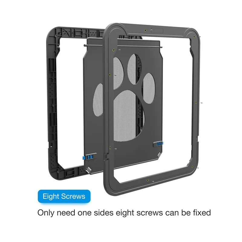 4-Way Lockable Pet Door – Durable Plastic Dog & Cat Flap for Screen Windows and Doors