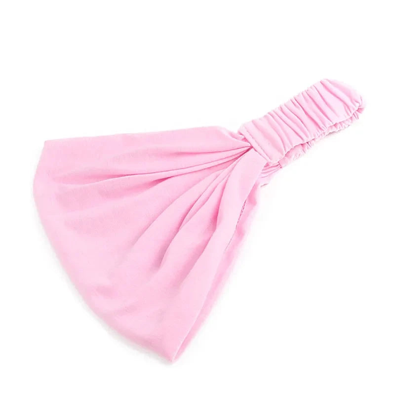New Summer Women Solid Cotton Headband Elastic Wide Soft Girls Sports Yoga Knotted Headband Running Sweatband For Tennis Gym
