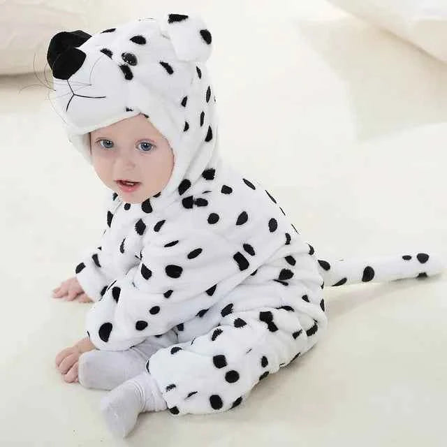 Winter Baby Rompers Baby Pijamas Panda Tiger Leopard Monkey Fox Animal Cartoon Hooded Jumpsuits Cosplay Costume Boys Girl Pajama