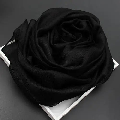 2023 New Pure Color Linen Women Scarf spring and autumn winter pashmina shawl foulard femme Plus Size Hijab Stole Scarves