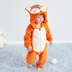 Winter Baby Rompers Baby Pijamas Panda Tiger Leopard Monkey Fox Animal Cartoon Hooded Jumpsuits Cosplay Costume Boys Girl Pajama