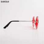 DJXFZLO Explosion Models Metal Round Fashion Marine Lenses Red Sunglasses Unisex Fashion Prince Mirror UV400