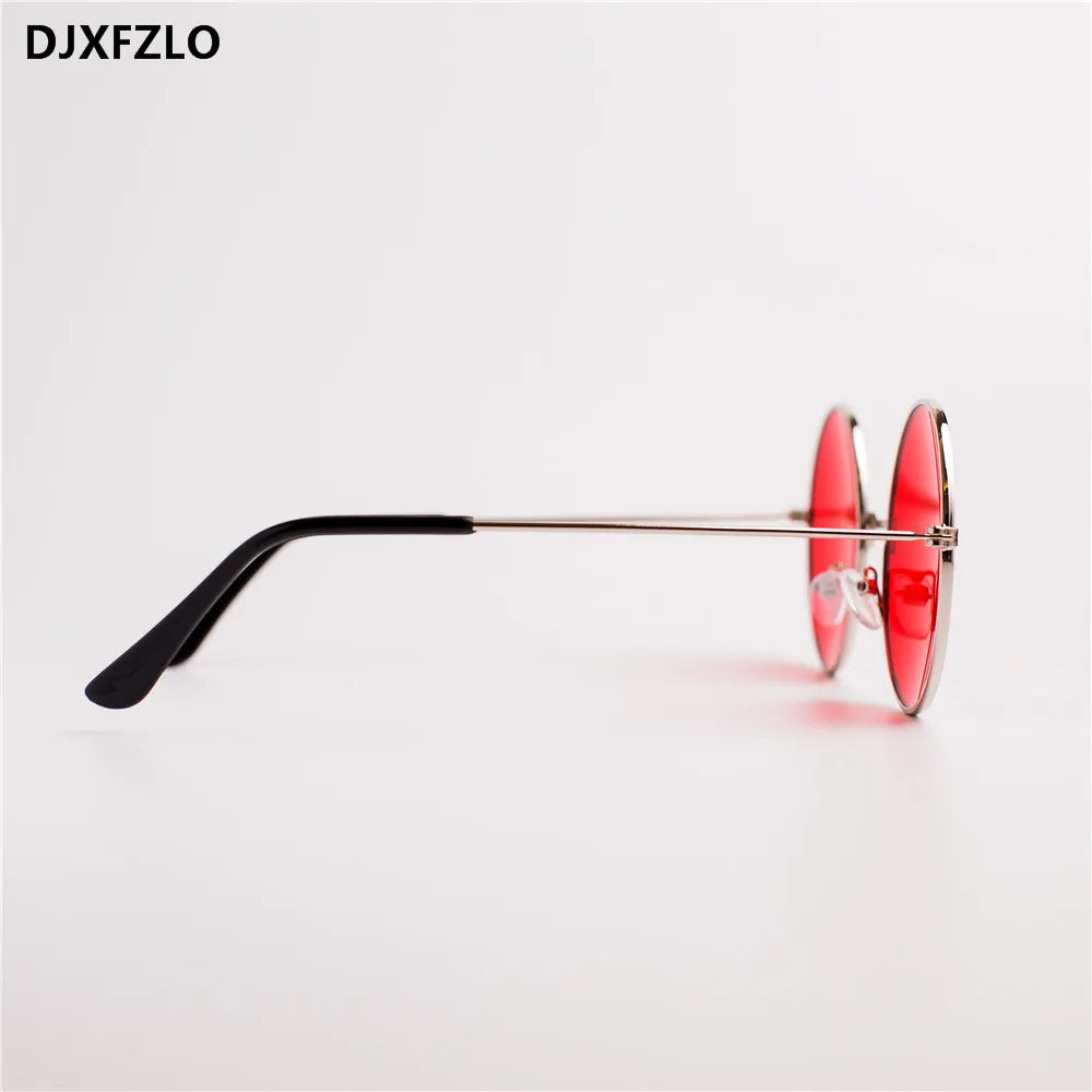 DJXFZLO Explosion Models Metal Round Fashion Marine Lenses Red Sunglasses Unisex Fashion Prince Mirror UV400