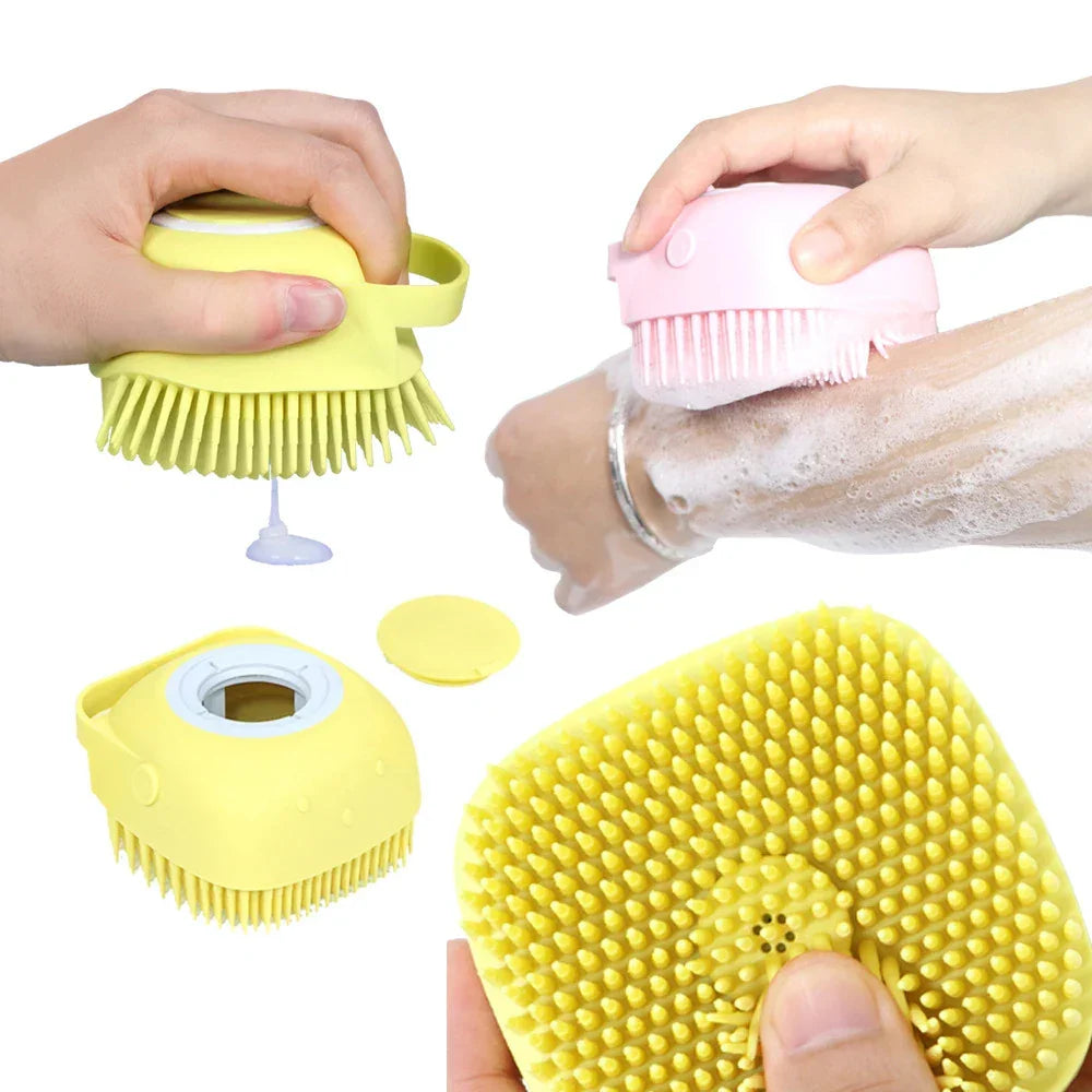 Pet Dog Cat Bath Brush 2-in-1 Pet SPA Massage Comb Soft Silicone Pet Shower Hair Grooming Cmob Dog Cleaning Tool Pet Supplies - WTN Essentials 
