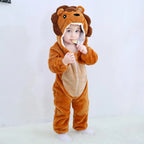 Winter Baby Rompers Baby Pijamas Panda Tiger Leopard Monkey Fox Animal Cartoon Hooded Jumpsuits Cosplay Costume Boys Girl Pajama