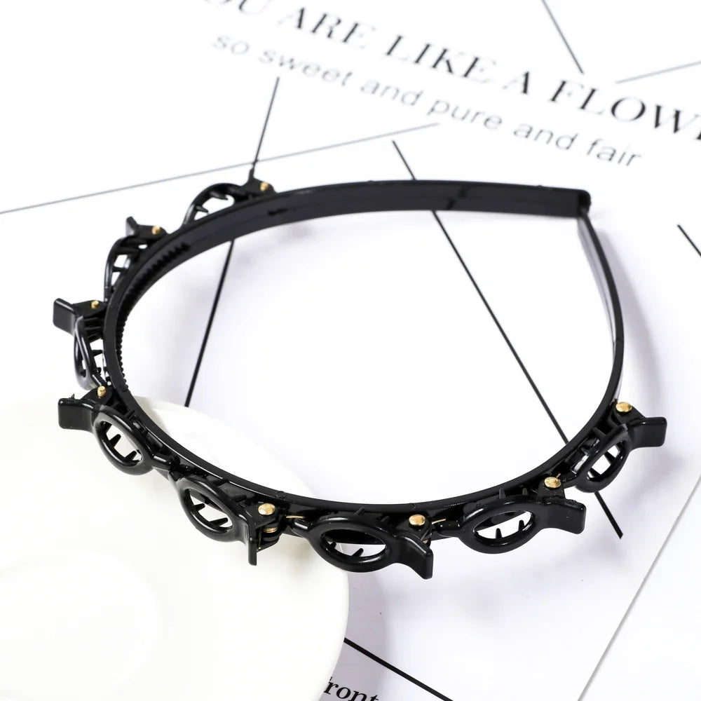 Double Layer Bands Clip Hairbands Fashion Plastic Braided Headband Punk New Knitting Womens Headwear Hair Accessories Pearl