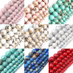 Natural Turquoises Howlite Stone Sediment Jaspers Round Loose DIY Beads for Jewelry Making Christmas Gift Bracelets 15'' 4-12mm