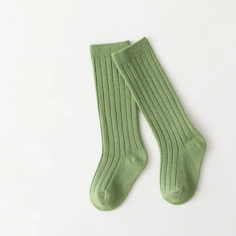 New Fashion Solid Baby Boys Girls Knee High Long Socks Cotton Breathable Stripe Soft Kids Sock Children School Uniform Socks