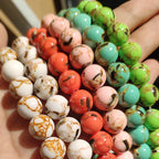 Natural Turquoises Howlite Stone Sediment Jaspers Round Loose DIY Beads for Jewelry Making Christmas Gift Bracelets 15'' 4-12mm
