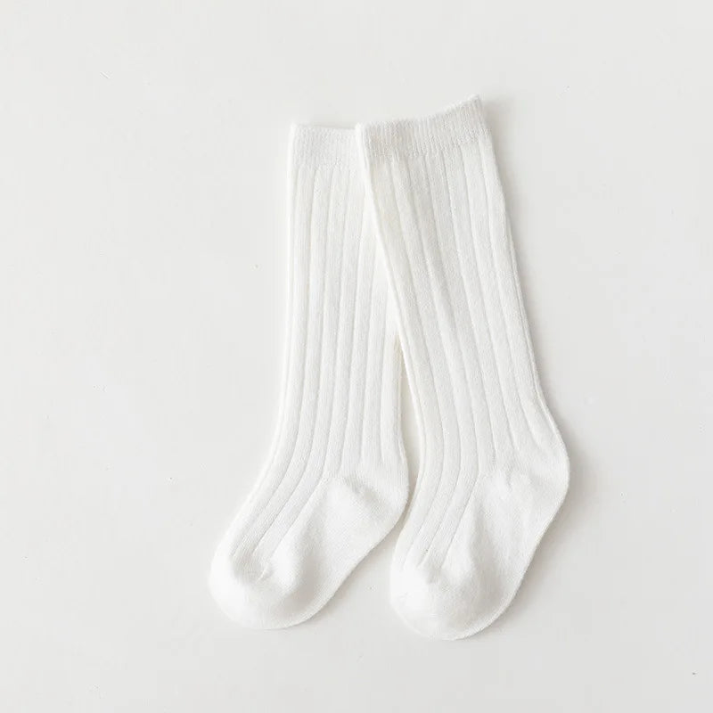 New Fashion Solid Baby Boys Girls Knee High Long Socks Cotton Breathable Stripe Soft Kids Sock Children School Uniform Socks