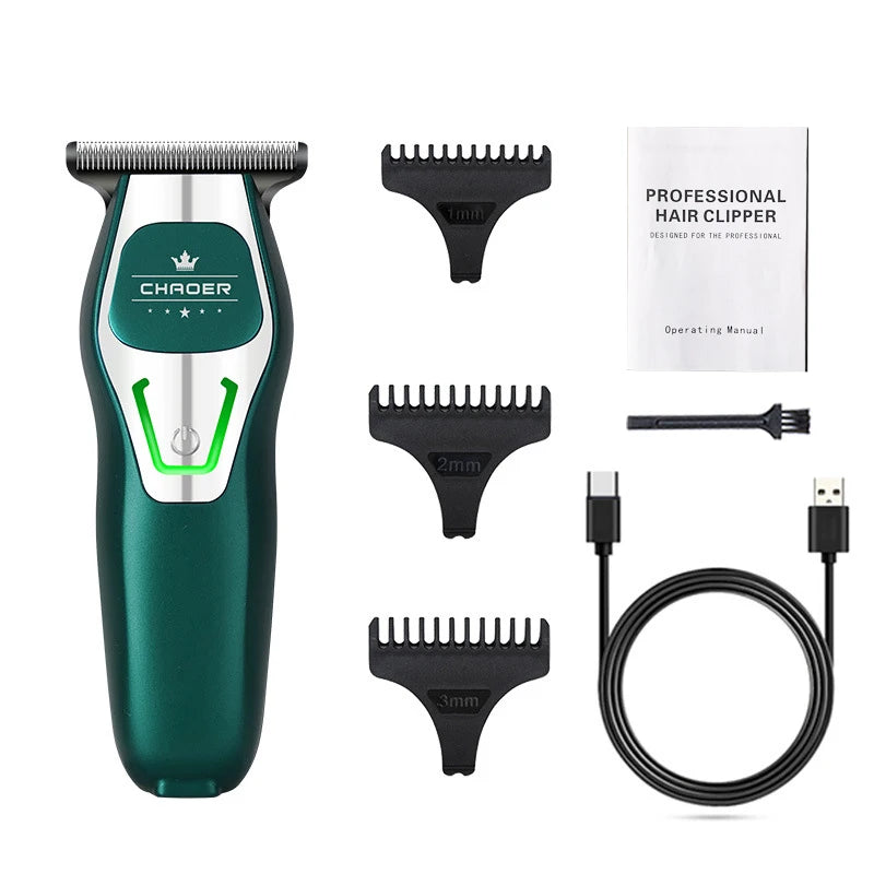 Powerful Professional Hair Trimmer Men 0 MM T Blade Electric Clipper Rechargeable Barber Haircut Machine Beard Trimmer Shaver
