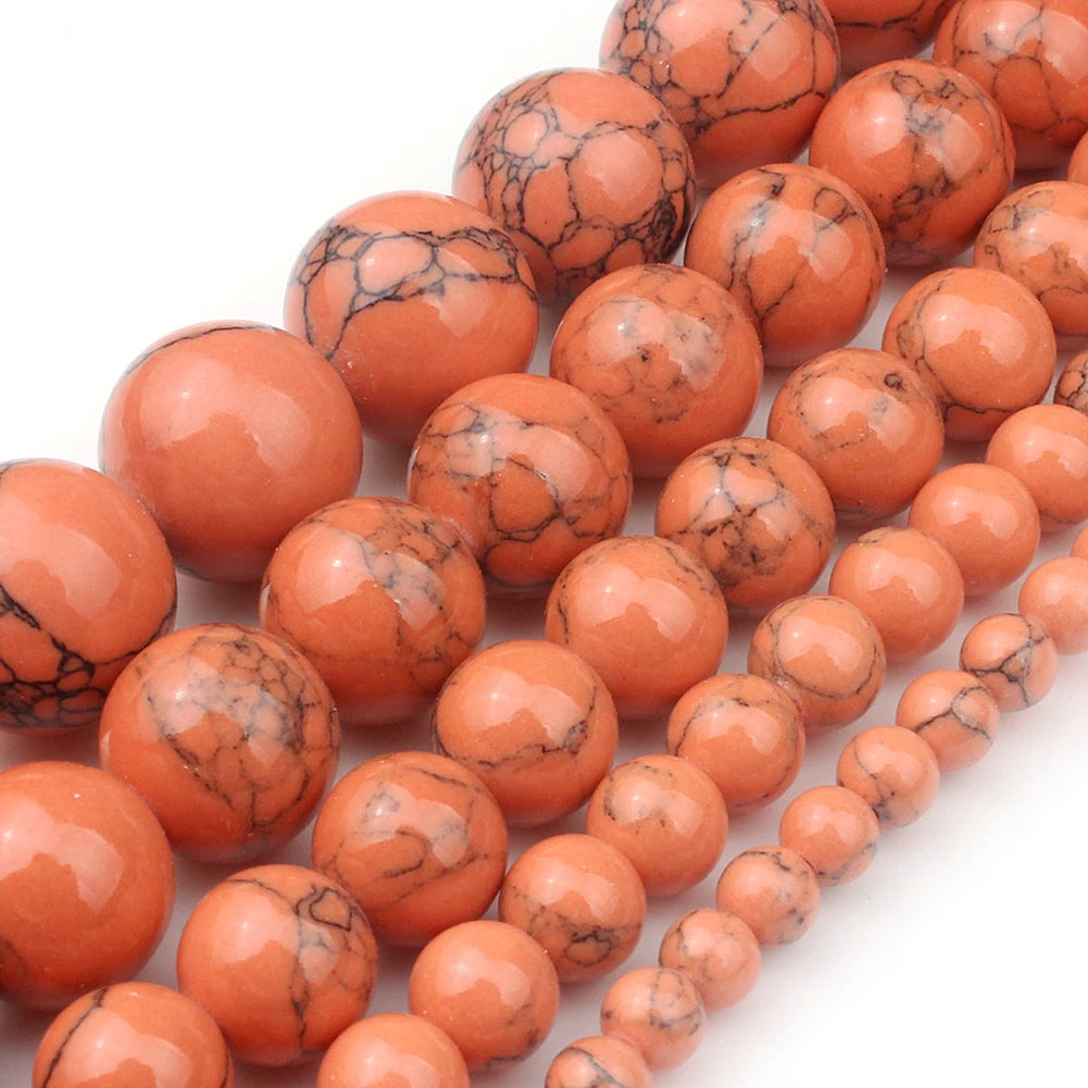 Natural Turquoises Howlite Stone Sediment Jaspers Round Loose DIY Beads for Jewelry Making Christmas Gift Bracelets 15'' 4-12mm