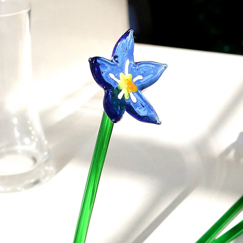 Handmade Colorful Murano Glass Flower Craft Figurine Wedding Valentine's Day Favors Gifts Table Miniature Vase Decor Ornaments