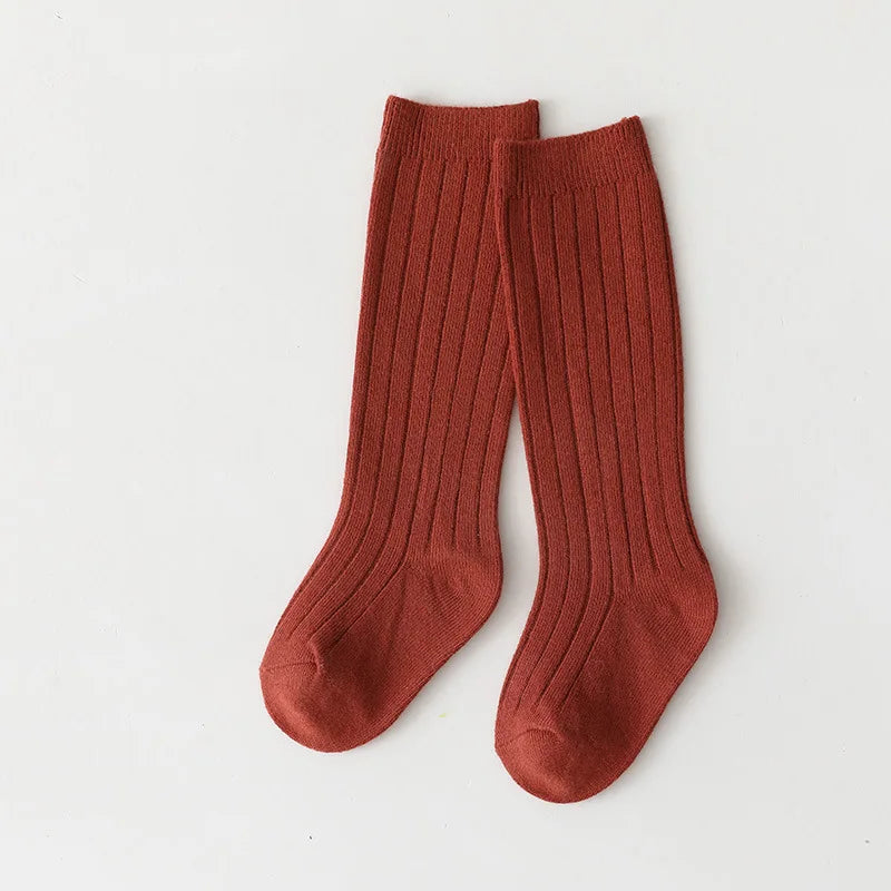 New Fashion Solid Baby Boys Girls Knee High Long Socks Cotton Breathable Stripe Soft Kids Sock Children School Uniform Socks