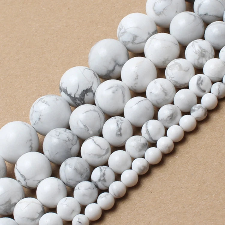 Natural Turquoises Howlite Stone Sediment Jaspers Round Loose DIY Beads for Jewelry Making Christmas Gift Bracelets 15'' 4-12mm