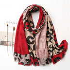 Spring Designer unique luxury brown ladies wild leopard scarf female long scarf shawl thin brown fashionable scarf long shawl